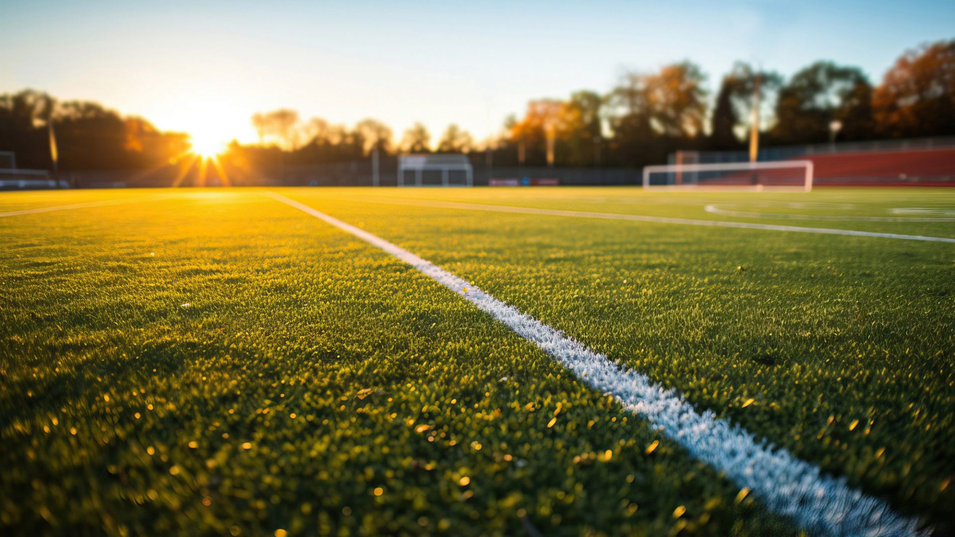 Sunset Over an Empty Soccer Field